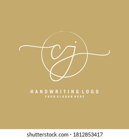CJ Plantilla de logotipo de escritura a mano inicial vector