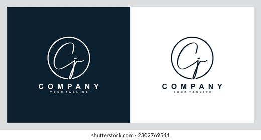 CJ Initial Handwriting logo template vector