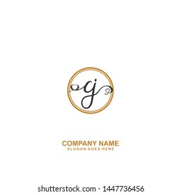 CJ Initial handwriting logo vector