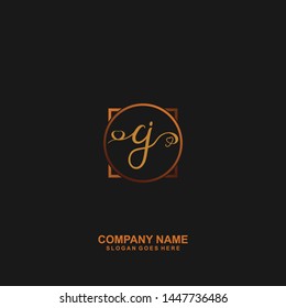 CJ Initial handwriting logo vector
