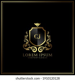 CJ Initial Letter Luxury Logo template in vector art for Restaurant, Royalty, Boutique, Cafe, Hotel, Heraldic, Jewelry, Fashion and other vector illustration.