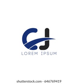 cj initial letter uppercase logo blue and black