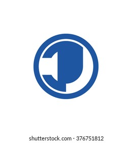 CJ initial letters circle business logo blue