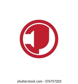 CJ initial letters circle business logo red