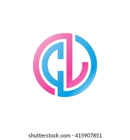 CJ initial letters linked circle logo pink blue