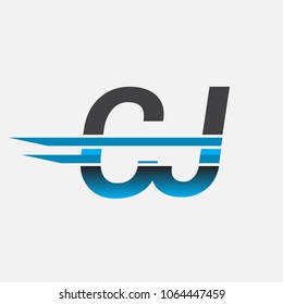 CJ initial logo company name colored black and blue, Simple and Modern Logo Design.