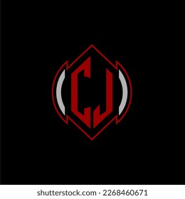 Logo de monograma inicial de CJ para juegos con diseño de estilo de línea gemotérica sobre fondo aislado