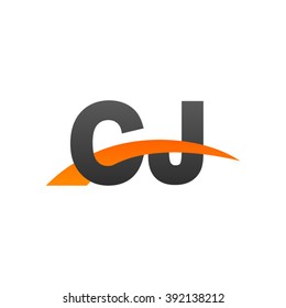 CJ initial overlapping swoosh letter logo black orange