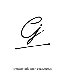 CJ initial signature logo. handwriting logo template vector,