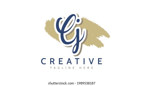 Iniciales CJ, vector de logotipo de escritura a mano