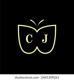 CJ Initials Luxury Butterfly logo Vector illustration