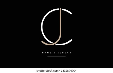 Monograma del logotipo de las letras abstractas CJ, JC, C, J