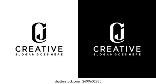 Vetor de design de logotipo com letra inicial CJ ou JC