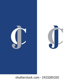 CJ or JC Initials logo Capital Letters Blue and Grey colors 002