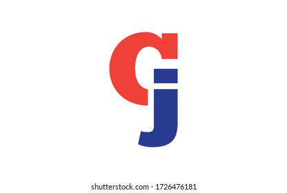 CJ or JC Letter Initial Logo Design, Vector Template
