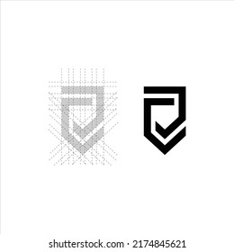 CJ Letter Grid Logo Vector