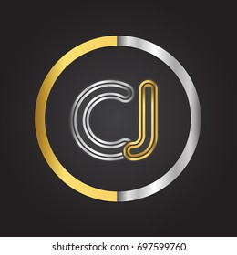 Cj Letter Logo Circle Gold Silver Stock Vector (royalty Free) 697599760 