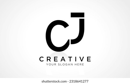 Plantilla de vectores de diseño de logotipo CJ Letter. Alfabeto Letra Inicial Diseño De Logotipo CJ Con Una Ilustración De Negocio De Reflexión Glosada.