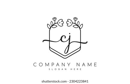 diseño de logotipo cj con vector floral