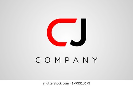 Vector de diseño con logotipo CJ con colores rojo y negro.