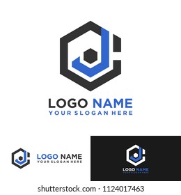 CJ logo letter initial, Abstract polygonal Background Logo,