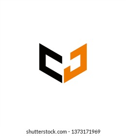 CJ Logo Letter Initial With Black and Orange Colors