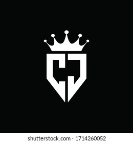 CJ logo monogram emblem style with crown shape design template
