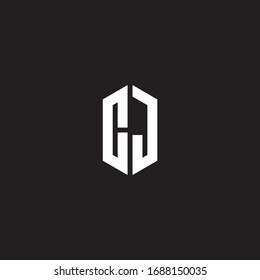 CJ Logo monogram with hexagon shape style design template isolated on black background