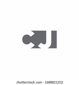 CJ Logo monogram with negative space style design template isolated on white background