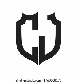 CJ Logo Shield style Monogram design template on white background