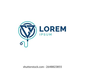 CJ Medical Logo. Letter Initials CJ Healthcare Logo for Doctor, Hospital, Pharmacy and Treatment Services with Stethoscope Icon