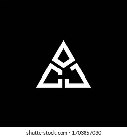 CJ monogram logo with 3 pieces shape isolated on triangle design template