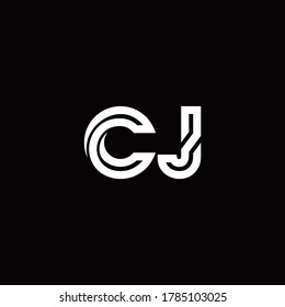 CJ monogram logo with abstract line design template
