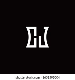 CJ monogram logo with curved side style design template