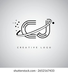 CJ Orbit Monogram Logo – Futuristic Minimal Letter mark with Circular Line Art, Tech-Inspired Dots and Space Motion Concept for Modern Branding Identity
