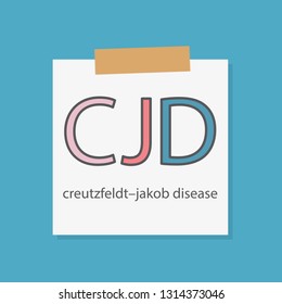 CJD Creutzfeldt–Jakob disease- written on a notebook paper- vec