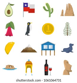 Cjile travel icons set. Flat illustration of 16 Cjile travel vector icons isolated on white background