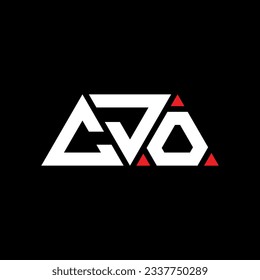 CJO triangle letter logo design with triangle shape. CJO triangle logo design monogram. CJO triangle vector logo template with red color. CJO triangular logo Simple, Elegant, and Luxurious design.