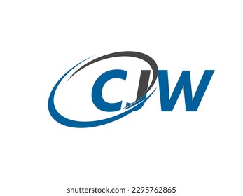 Letra CJW diseño creativo elegante del logo de swoosh