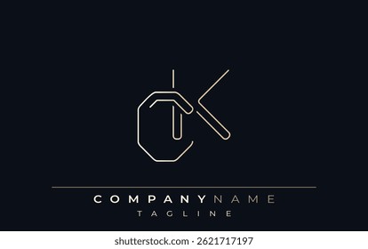CK Abstract Line Style Logo. Minimalist Design Featuring the Letters C and K Abstract Line Style
