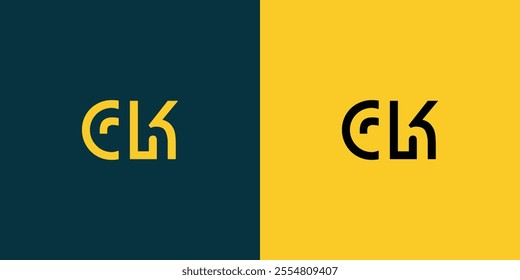 CK abstract minimalist letters Logo Monogram. It is a minimalist logo, this logo is made by combining two letters