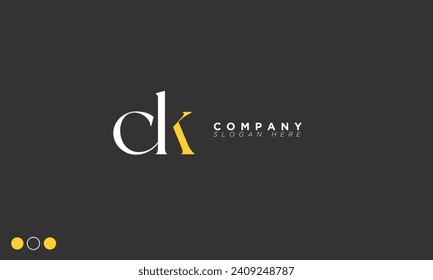 Letras alfabéticas CK Logo inicial Monograma KC, C y K