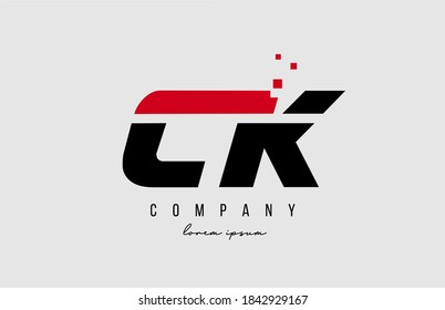 ck c k alphabet letter logo combination in red and black color. Creative icon design for business and company 