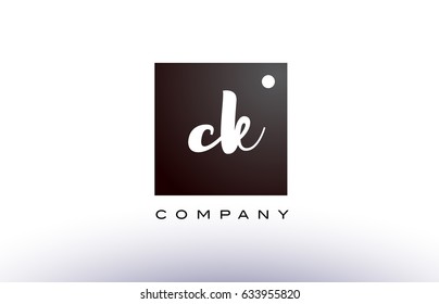 CK C K black white handwritten handwriting alphabet company letter logo square design template dot dots creative abstract