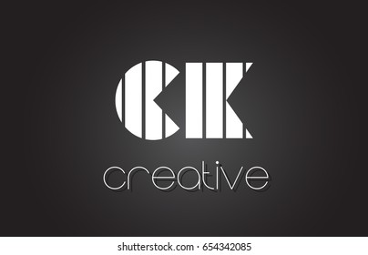 CK C K Creative Letter Logo Design With White and Black Lines.