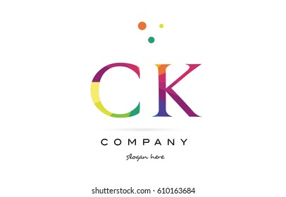 ck c k  creative rainbow colors colored alphabet company letter logo design vector icon template