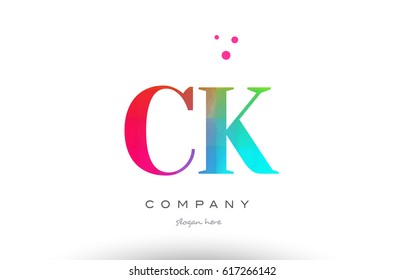 CK C K creative rainbow colors colored artistic alphabet company letter logo design vector icon template