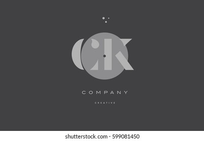 ck c k  grey modern stylish alphabet dot dots eps company letter logo design vector icon template 