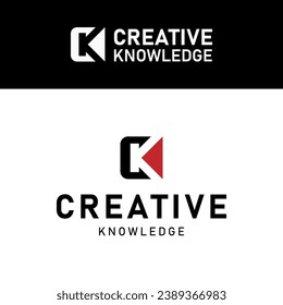 CK C K letter logo icon with negative space concept. CK Logotype vector illustration template