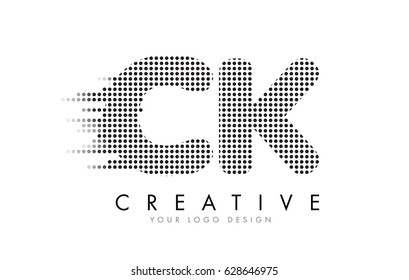 CK C K Letter Logo Design with Black Dots and Bubble Trails.
